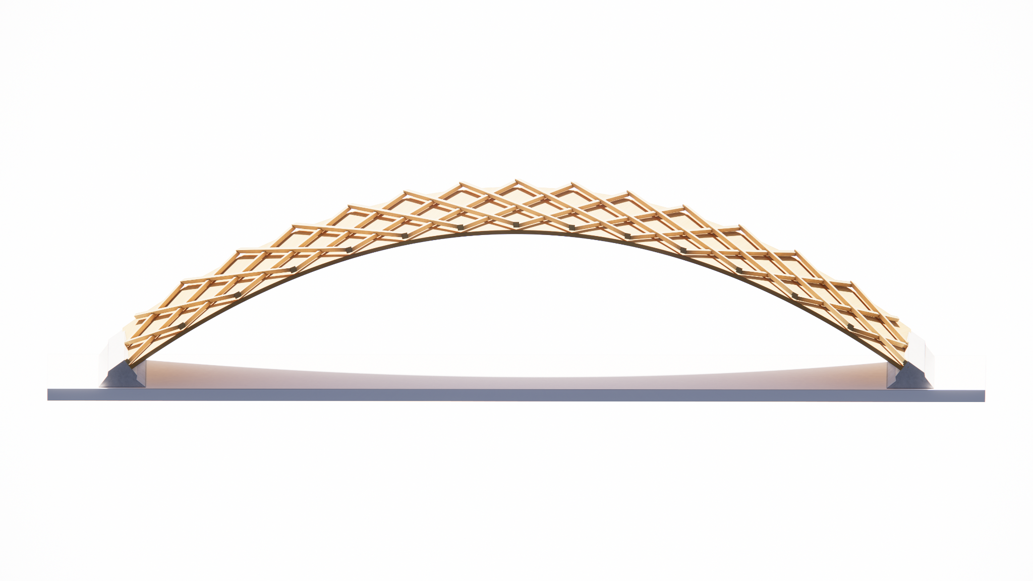 Section through the saddle showing the lattice profile and low perimeter supports